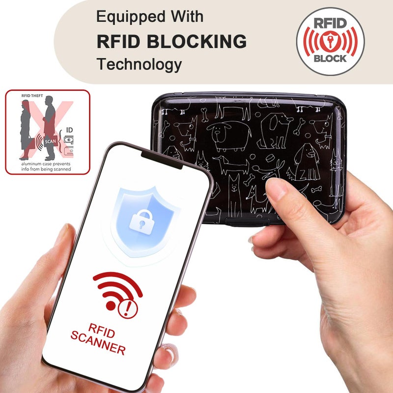 ELFISH محفظة ألومنيوم ميني RFID من ELFISH لحامل بطاقات الائتمان وحافظة بطاقات العمل وحافظة هوية معدنية للرجال والنساء (حيوانات) - Image 2